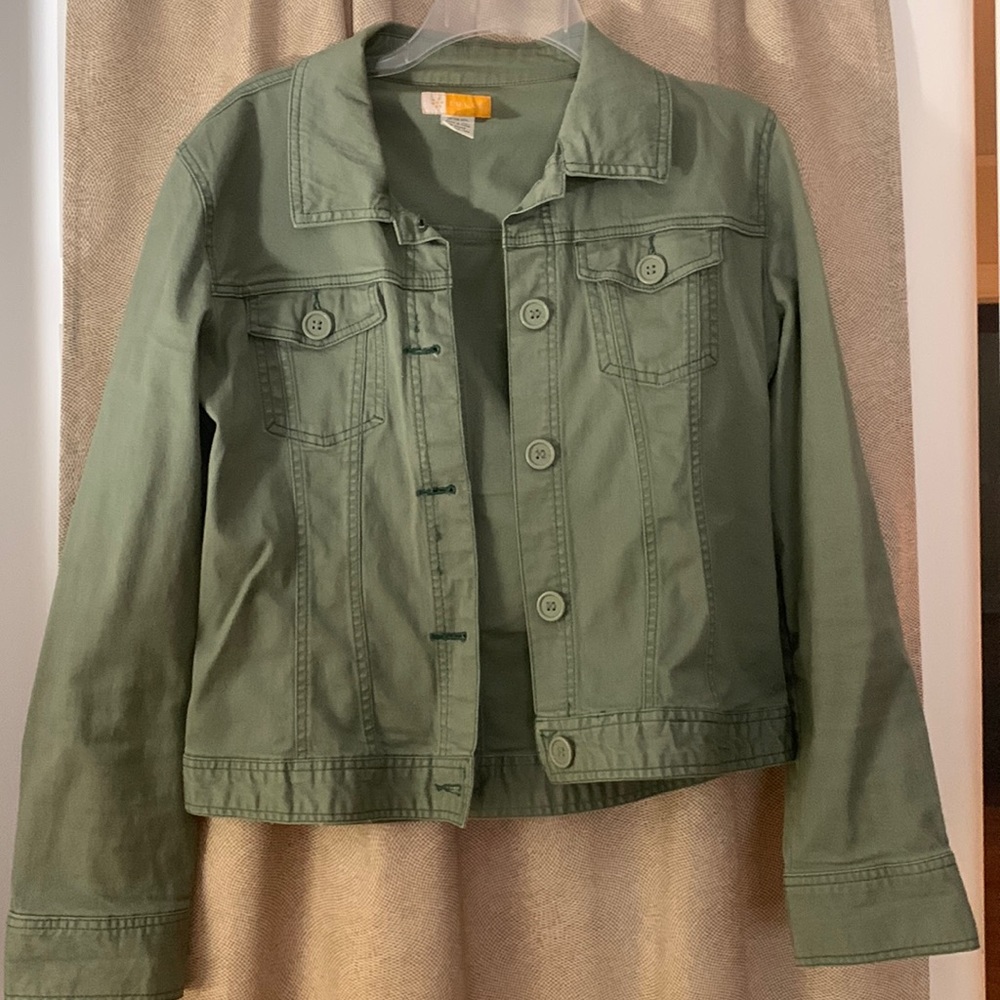 Light olive green utility jacket.